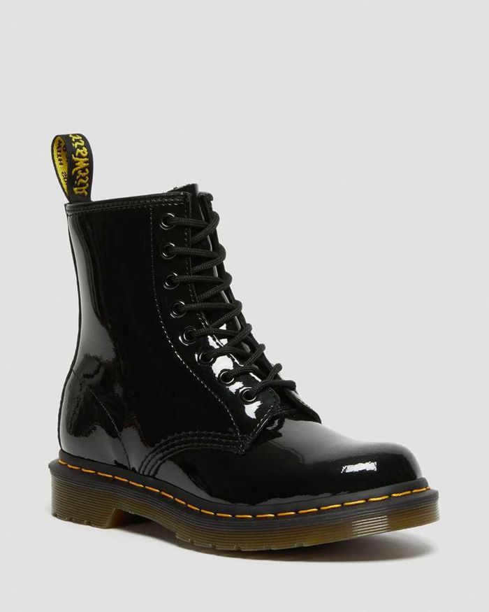 Dr Martens Vintersko Dame Svart 1460 Patent Læder Lace Up 8924QRKBX